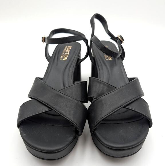Reaction Kenneth Cole Reeva Platform Sandals Women's Black Size US8 EU39 - Picture 2 of 14